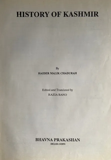 Cover of History of Kasjmir